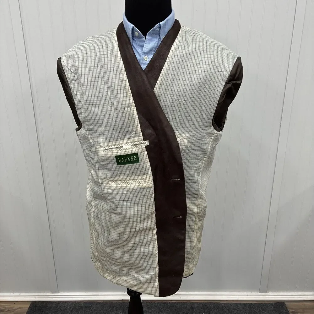 Lauren Ralph Lauren 50R Brown Faux Leather 2-Button Single-Vent Sports Coat